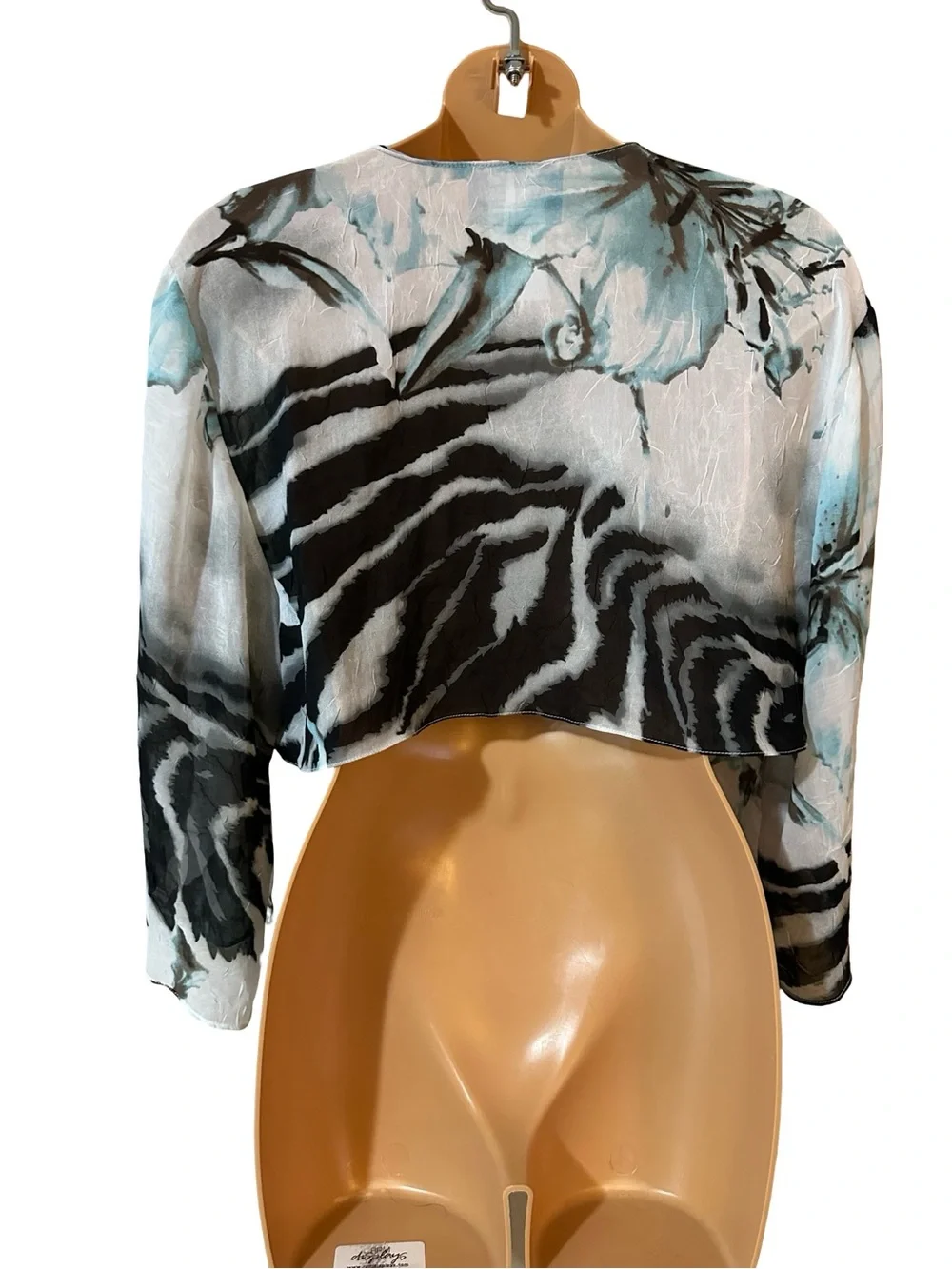 Alex Evenings Floral Chiffon Open Front Wrap Jacket CropCardigan Festival Grunge
